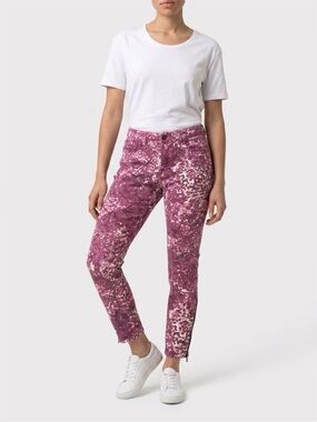 Coldwater Creek Pink Patterned Ankle Jeans with Zippers